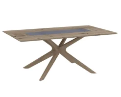 Esstisch V-Alpin Massivholz Eiche Altholz Mit Steineinlage