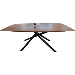 Esstisch WK 852 3 Wildeiche Bianco Geölt Kreuzfuß Gedreht Pulverbeschichtet Schwarz