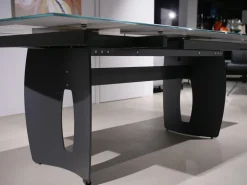 Esstisch WK 895 Platte Glas Kunstdruck Schwarz Weiß Gestell Stahl Anthrazit