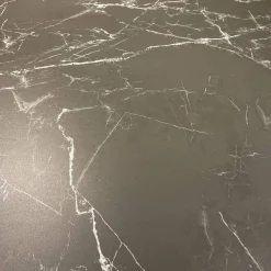 Esstisch WK 852-9 Tischplatte Keramik Marmor Schwarz Rundkufe Edelstahl Matt