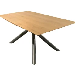 Esstisch WK852 Wildeiche Massiv Geölt Gestell Kreuzfuß Metall Schwarz