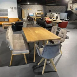 Esstischgruppe 4-er Stuhlgruppe Ennaj 2 Armlehner 2 Stühle 1 Bank