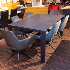 Esstischgruppe MR Navarra Platte Dekton Laos Industrial Metallgestell Mit 6 Stühlen