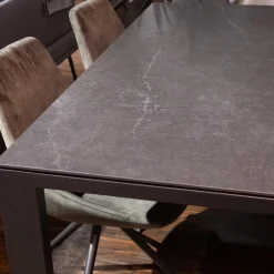 Esstischgruppe MR Navarra Platte Dekton Laos Industrial Metallgestell Mit 6 Stühlen