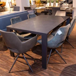 Esstischgruppe MR Navarra Platte Dekton Laos Industrial Metallgestell Mit 6 Stühlen