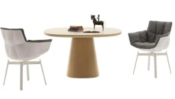 Esszimmerstuhl Husk Stoff Rattier Antille Braun Grau Schale Polyurethanharz Weiß Gestell Metall Weiß Lackiert