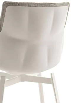 Esszimmerstuhl Husk Stoff Rattier Astro Seil Beige Schale Polyurethanharz Weiß Gestell Metall Weiß Lackiert