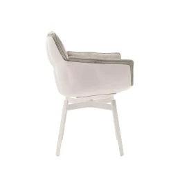 Esszimmerstuhl Husk Stoff Rattier Astro Seil Beige Schale Polyurethanharz Weiß Gestell Metall Weiß Lackiert