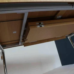 Extendable Dining Table Tischplatte Furnier Eiche Natur Gestell Aluminium Mit Auszug