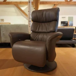 Fernsehsessel Easyswing Bezug Leder 24 Longlife Schlamm Braun Fuß Teller Bezogen