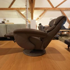 Fernsehsessel Easyswing Bezug Leder 24 Longlife Schlamm Braun Fuß Teller Bezogen
