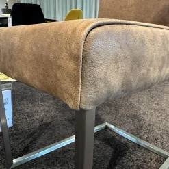 Freischwinger LAV Lamon Leder Kenia Braun Gestell Quadrahtrohr Edelstahl Niedriger Rücken