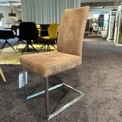 Freischwinger LAV Lamon Leder Kenia Braun Gestell Quadrahtrohr Edelstahl Niedriger Rücken