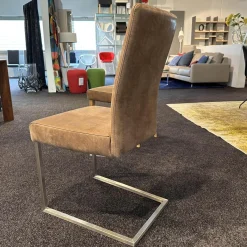 Freischwinger LAV Lamon Leder Kenia Braun Gestell Quadrahtrohr Edelstahl Niedriger Rücken