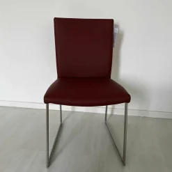 Freischwinger Stay Light Bezug Leder Toledo Cherry Kufengestell Edelstahl Matt