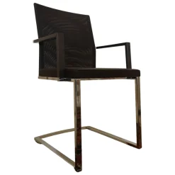 Freischwinger X15 Mit Armlehnen Sitz Leder Schwarz Rücken Gewebe Elastisch Schwarz Gestell Chrom Hochglanz