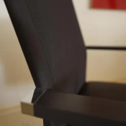 Freischwinger X15 Mit Armlehnen Sitz Leder Schwarz Rücken Gewebe Elastisch Schwarz Gestell Chrom Hochglanz