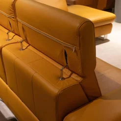 Funktionseckgarnitur Relaxa 6 0 Leder Punch Curry Gelb Metallwinkelfuß Aluminium Gebürstet