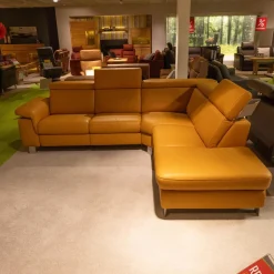 Funktionseckgarnitur Relaxa 6 0 Leder Punch Curry Gelb Metallwinkelfuß Aluminium Gebürstet