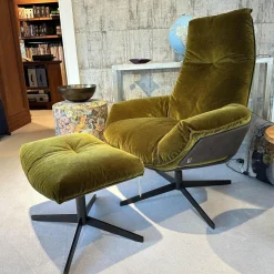 Funktionssessel Daron Stoff B Emilia 232 Grün Schale Leder Java Braun Sternfuß Bronze Schwarz Matt Mit Hocker