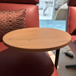 Funktionssessel Etino Leder B-Toro Reno Rot 5 Arm Drehkreuz Schwarz Matt Mit Tisch Wildeiche Natur Und Nierenkissen