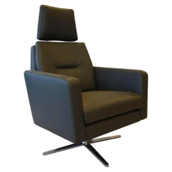 Funktionssessel Invita Bezug Leder Normandie Graphit Kreuzfuß Metall Chrom Glänzend