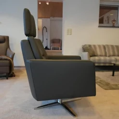 Funktionssessel Invita Bezug Leder Normandie Graphit Kreuzfuß Metall Chrom Glänzend