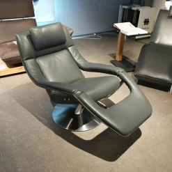 Funktionssessel Yoko No 12 VM Leder C Classic Pepper Schwarz Grau Gabel Alu Matt Schwarz