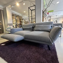 Funktionssofa Clou Bezug Stoff 8 Mara Grau Kufe Metall Matt Schwarz Sitz Drehbar Mit Liegefunktion