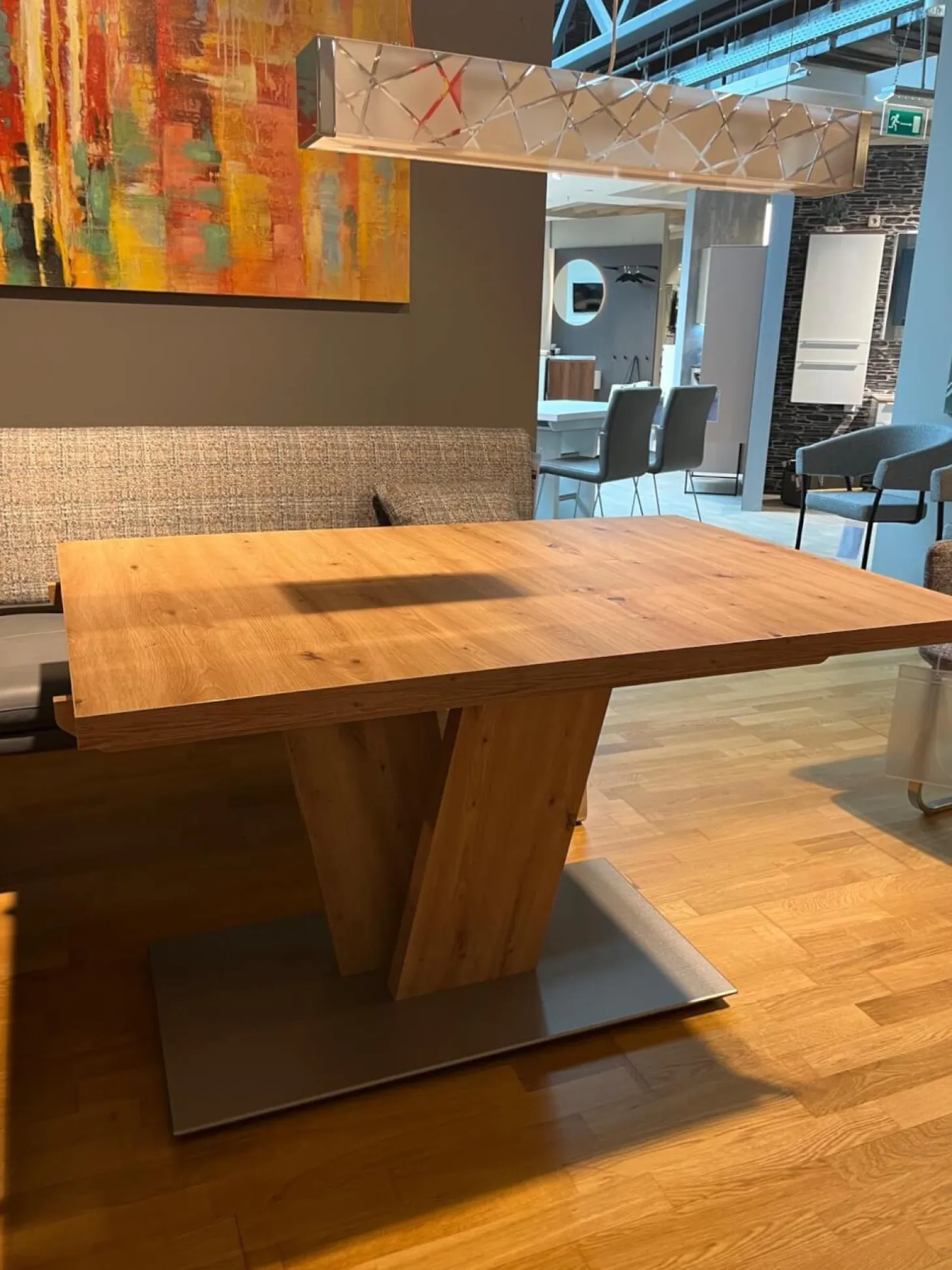 Funktionstisch Vari Artisan Eiche Nachbildung Bodenplatte MDF Edelstahldekor Mit Ansteckplatte