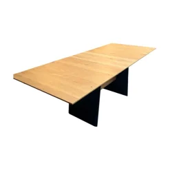 Funktionstisch Vari Platte Echtholzfurnier Asteiceh Natur Wangen MDF Schwarz Struktur Mit Synchronauszug