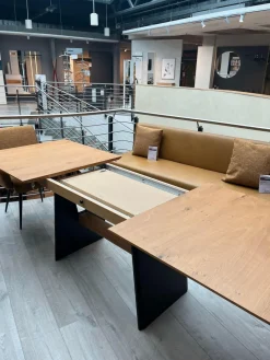 Funktionstisch Vari Platte Echtholzfurnier Asteiceh Natur Wangen MDF Schwarz Struktur Mit Synchronauszug