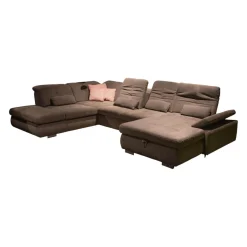 Funktions-Wohnlandschaft MM MP1044 Stoff Belle Grey Grau Fuß Metall Hochglanz Inklusive Kissen