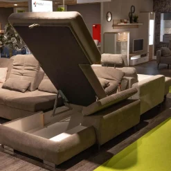 Funktions-Wohnlandschaft MM MP1044 Stoff Belle Grey Grau Fuß Metall Hochglanz Inklusive Kissen