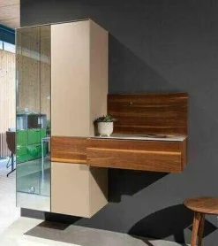 Garderobe Nussbaumholz Massiv Geölt Spiegel Glas