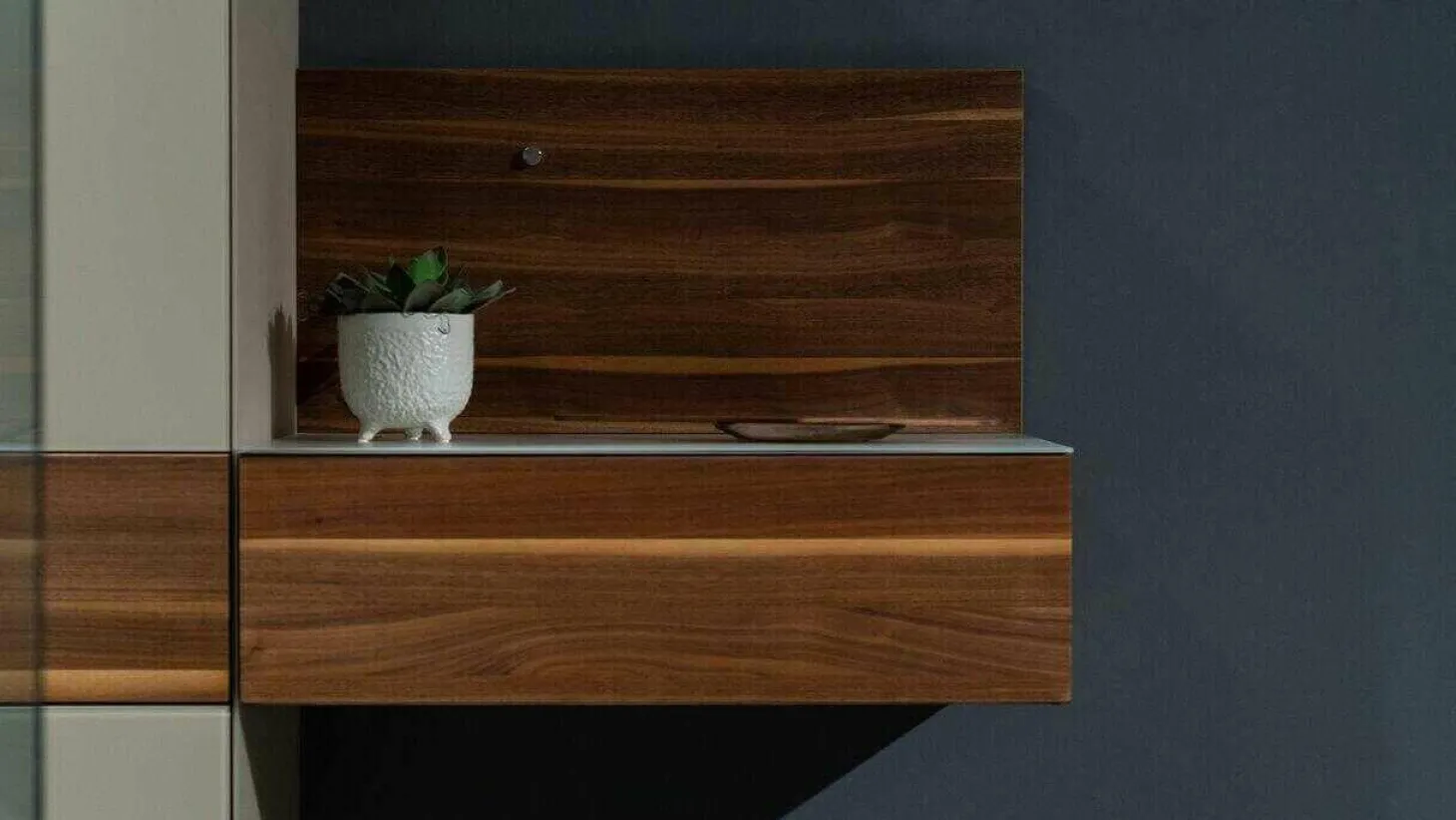 Garderobe Nussbaumholz Massiv Geölt Spiegel Glas