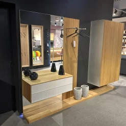 Garderobe Eiche Naturöl Und Glas Pearl Weiß Inklusive 4 Schuhfächer Aus Holz