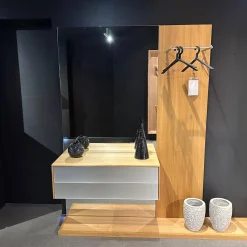 Garderobe Eiche Naturöl Und Glas Pearl Weiß Inklusive 4 Schuhfächer Aus Holz