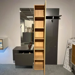 Garderobe Gentis Lack Grau Akzent Eiche Naturstamm