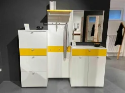 Garderobe MC UNA Weiß Hochglanz 60HG Mit Gelben Akzenten Hochglanz 75HG
