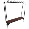 Garderobe Modell 80796 Gym Bench Kunstleder Bordeaux Rot Rahmen Stahl Lackiert Schwarz