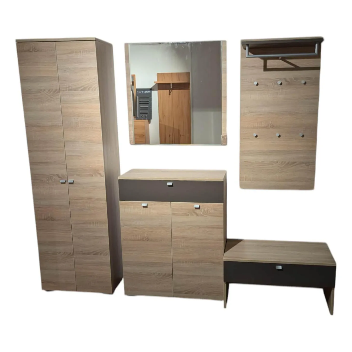 Garderobe Multi Color Una Bardolino Eiche Dekor Absetzung Lava Dekor Grau