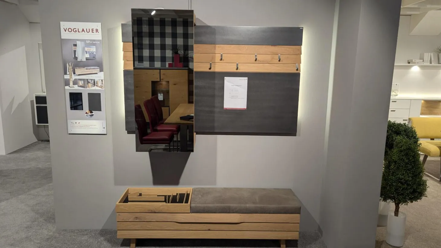 Garderobe V Organo Coming Wildeiche Rustiko Bank Stoff Vintage Quarz Grau Mit Beleuchtung