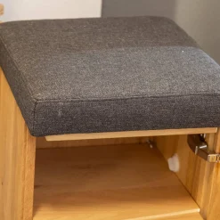 Garderobe Yonna Lack Weiß Holzlamellen Natur Gebürstet Stoff 97 Anthrazit Mit Beleuchtung