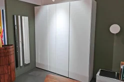 Garderobenschrank Stripes MDF Schneeweiß Weiß Lackiert