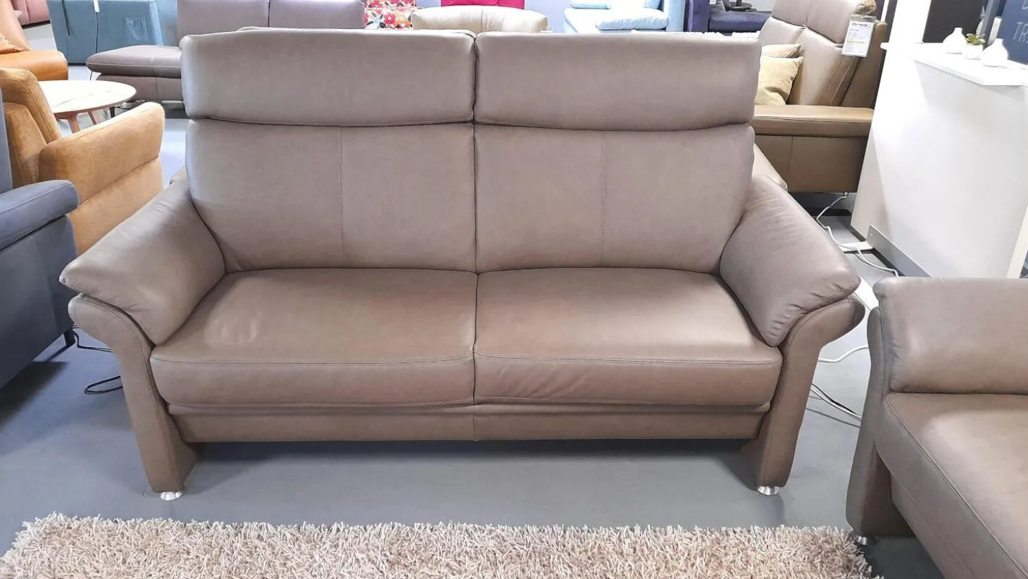 Garnitur 50018 Leder Impression Muskat Braun Füße M 03 Metall