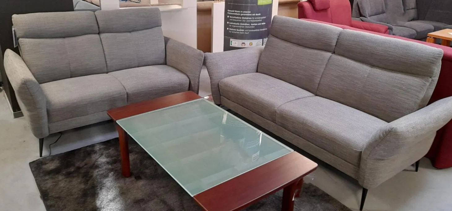 Garnitur 50023 Stoff Lavado Fresh Grau Füße M 20 Schwarz Matt