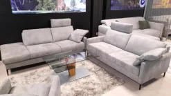 Garnitur 34102 Stoff V 5221 Light Grey Grau Fuß FS 1 Schwarz mit Sessel