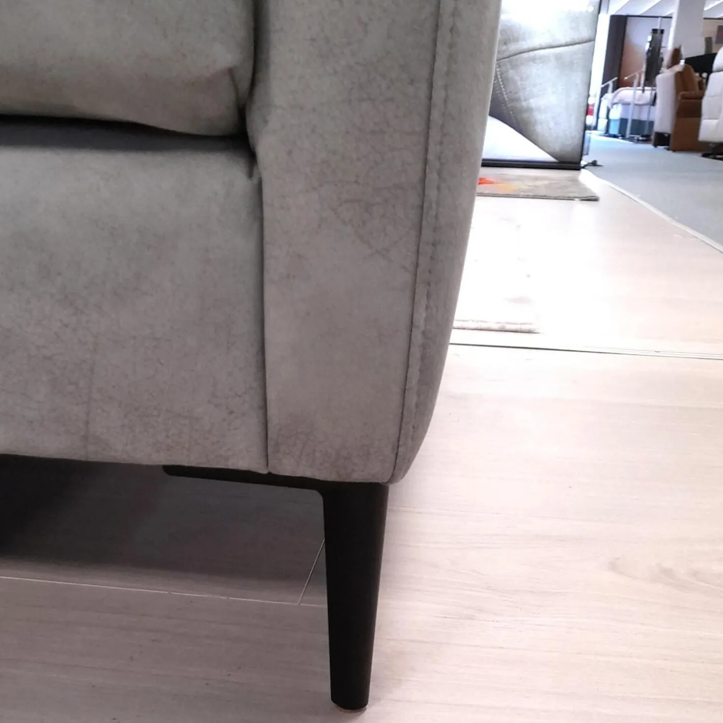 Garnitur 34102 Stoff V 5221 Light Grey Grau Fuß FS 1 Schwarz mit Sessel