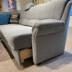 Garnitur Aachen Stoff Q2 Uni Eisblau Grau mit Sessel